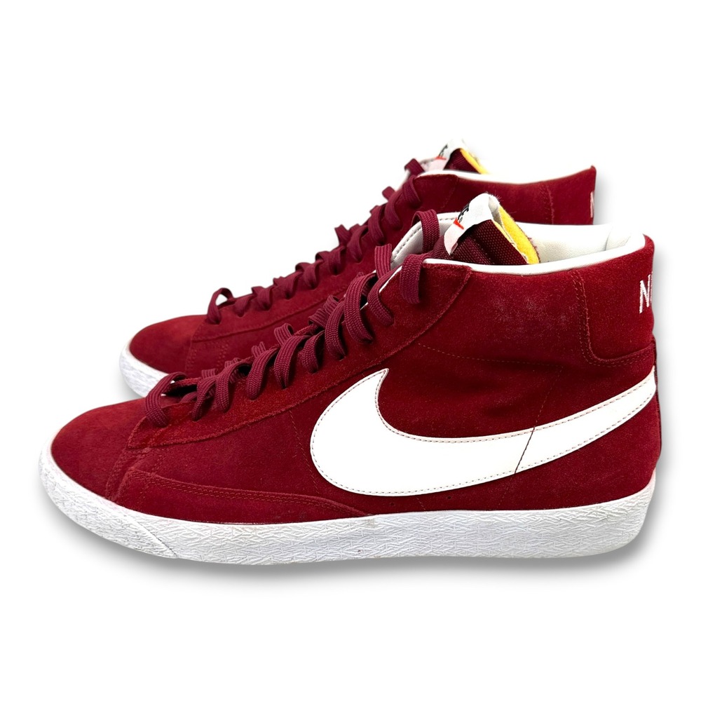 Nike Blazer Mid Premium Team Red Suede Mens 14 Big Swoosh Retro Shoes 429988-603 - Picture 4 of 12